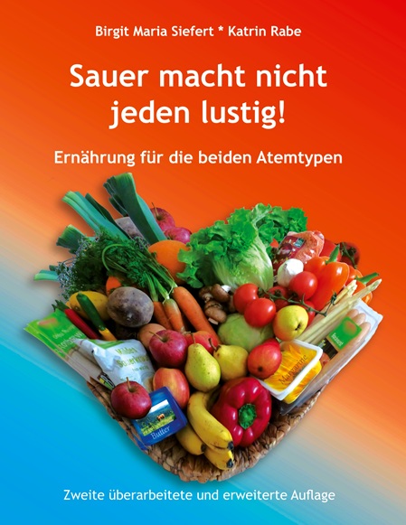 Titelbild Buch "Sauer macht nicht jeden lustig" mit Foto einer Schale mit Obst und Gemüse