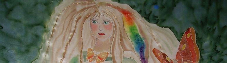 Frauenkopf mit langen Haaren Seidenmalerei